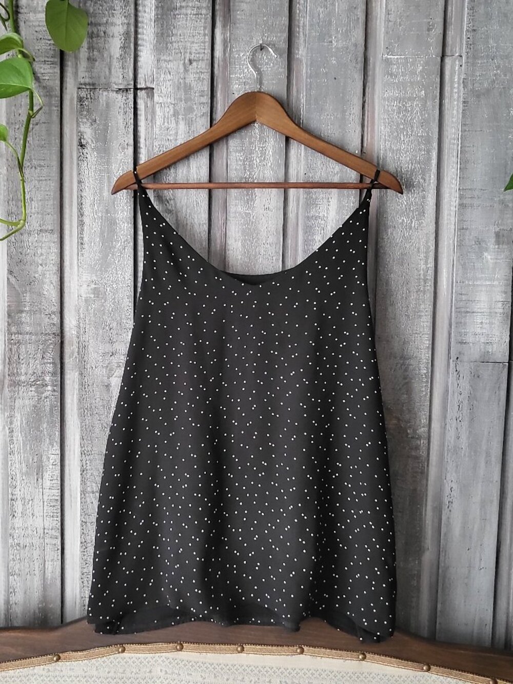 Black Polka Dot V-Neck Cami Tank Top XXL